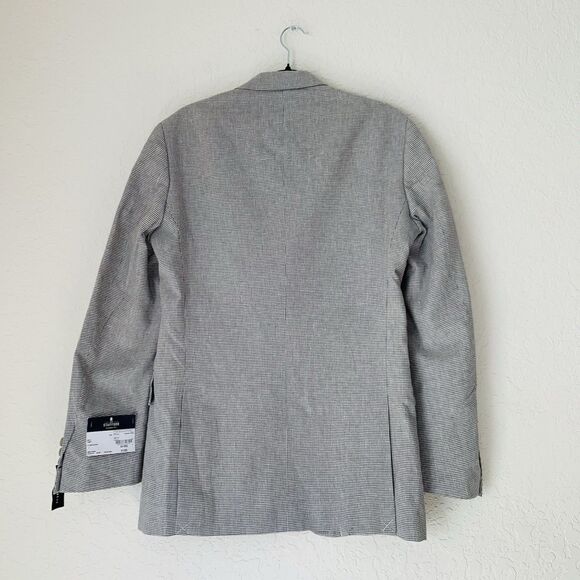 NWT Stafford Sport Coat Men 34R Gray Houndstooth Linen Cotton Blazer Jacket Work - Picture 2 of 13